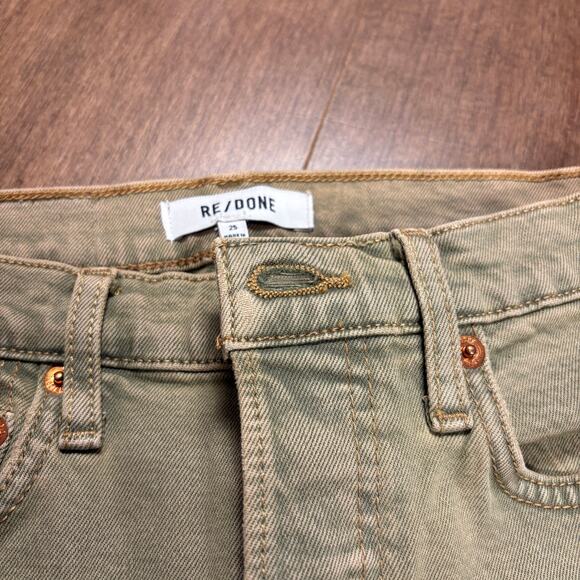 Redone Originals Womens 70s Ultra High Rise Stove Pipe Jeans Washed Sage size 25 - Picture 4 of 7